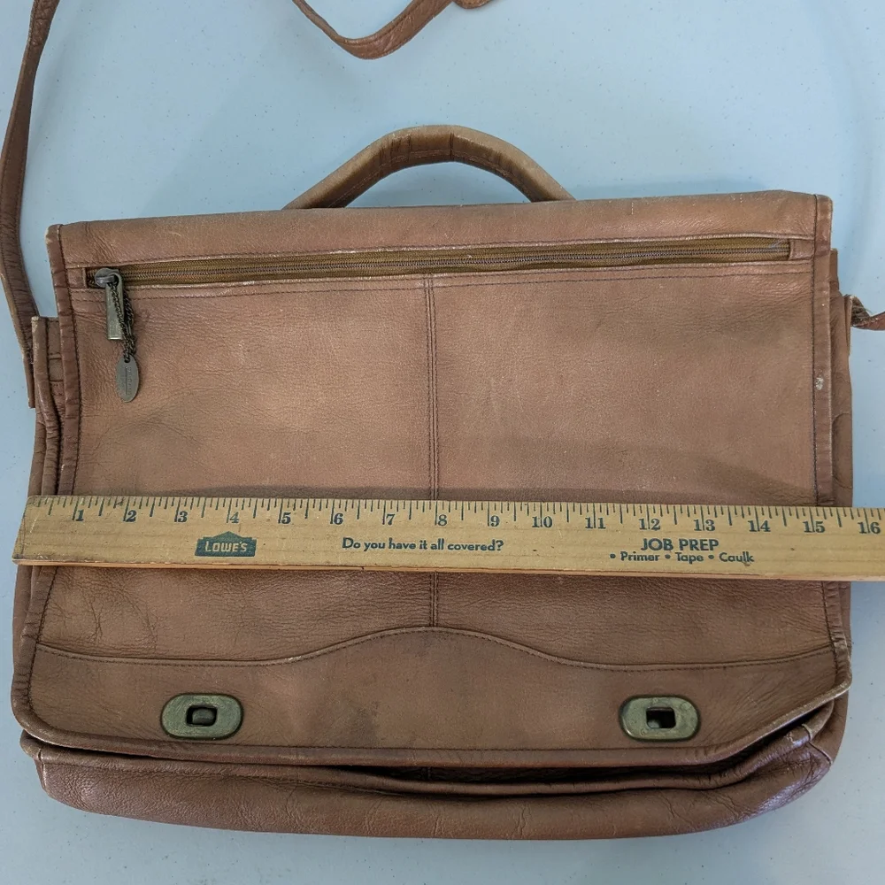 David King Boston Laptop Messenger Bag Briefcase Brown Leather vintage